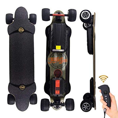 WRISCG Skateboard Elettrico Longboard con Telecomando, 4 Ruote Skateboard E-Board con Dual Drive Motore, Fuori Strada/Città Skateboard Elettrico, 10-4