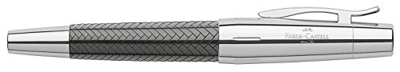 Faber-Castell 148241 - stilografica e-motionl preziosi pavimenti in resina, primavera: F, tra cui carta da regalo, colore canna: nero/argento