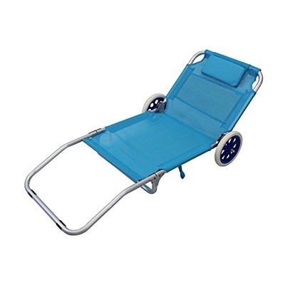 MilaniHome Spiaggina Carrello Sdraio Mare Pieghevole Alluminio Textilene Azzurro per Campeggio Spiaggia Piscina Giardino