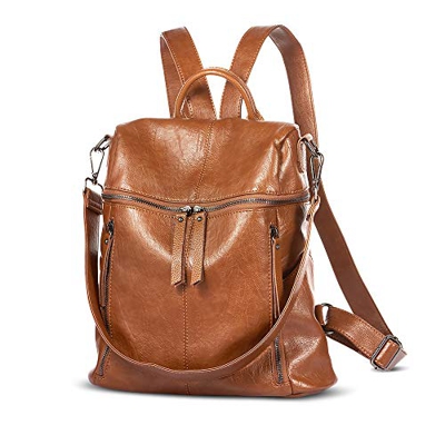 AtailorBird Borsa Zaino Donna,Sintetico Pelle Casual Zainetto Impermeabile Zaino Grande Capacità per Scuola Viaggio-Marrone