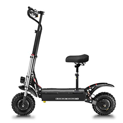 Scooter elettrico 5600W Doppio motore 85km/h Doppia sospensione Doppio faro Fari off-road da 11 pollici Scooter pieghevole con sedile e batteria da 60 en oferta