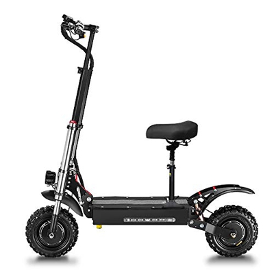 Scooter elettrico 5600W Doppio motore 85km/h Doppia sospensione Doppio faro Fari off-road da 11 pollici Scooter pieghevole con sedile e batteria da 60
