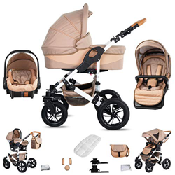 Friedrich Hugo Hamburg | 3 in 1 passeggino con carrozzina modulari combinabili set completo | ruote in gomma dura | Colore: Beige & Oatmeal precio