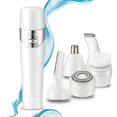 Epilatore Senza Fili Viso Donna Rasoio Elettrico Bikini Trimmer Depilazione 5 in 1 Testina Rasoio Sopracciglio Epilatori Ricaricabile per Gambe Bracci