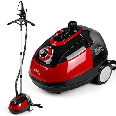 SIMBR Steamer - Ferro da stiro a vapore verticale da appendere, serbatoio dell'acqua da 2,7 l, 4 livelli di vapore con 3 accessori, per camicia, abiti