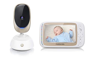 Motorola Baby Comfort 85 Connect - Babyphone con funzione di rotazione e zoom, Wi-Fi, display a colori da 5.0", visione notturna, audio a 2 vie e sens