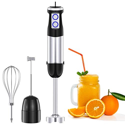 Cocoda Frullatore a Immersione, Frullatore Multifunzione 3 in 1 (Tritatutto, Montalatte e Frusta), Design Turbo e 6 Velocità, Minipimer in Accaio Inox