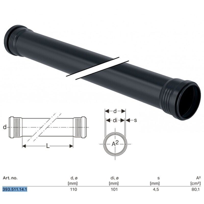 Geberit 393.511.14.1 Silent-PRO Tubo 2 Bicchieri, Grigio