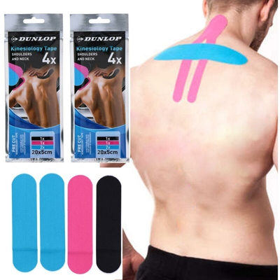 2 Pacchi Cerotto Taping Kinesiologico Spalle Collo Neuromuscolare 8 Nastri Sport - DUNLOP