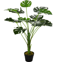 Monstera Artificiale 13 Foglie e Vaso Alta 85cm per Interno ed Esterno - Outsunny en oferta