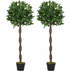 Outsunny Set 2 Piante Finte di Alloro in Vaso Alte 120cm per Interni ed Esterni precio