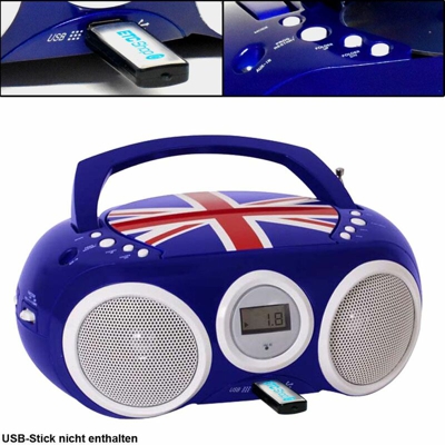 Progettazione Lettore CD Radio stereo USB condizionata bambini maschi Sala della Musica Big Ben CD32 Union Jack BLU - BIGBEN INTERACTIVE