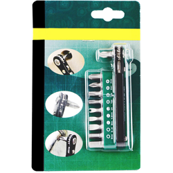 Corredo del cacciavite 10 in 1 driver gioco vite gestire una parete sottile a 10 bit a cricchetto S2 acciaio di riparazione a casa Strumenti Per características