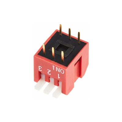 Delock - Interruttore a levetta DIP Piano a 3 cifre 2,54 mm THT rosso 10 pezzi