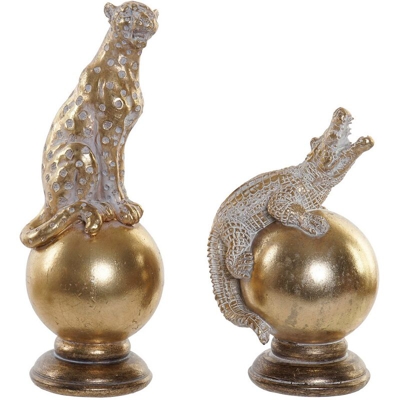 Scultura Leopardo Coccodrillo Resina (2 pcs) - Dekodonia