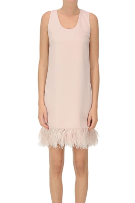 Crepè dress with feathers