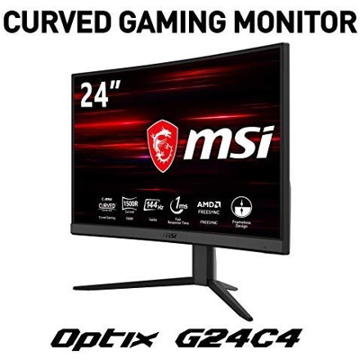 Optix G24c4 Monitor Gaming 24'''' Curvo, Display 16:9 Full Hd (1920x1080), Frequenza 165hz, Tempo Di Risposta 1ms, Amd Freesync, Pannello Va, Curvatura 1500r, Vesa 100x100