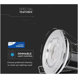 LEDLUX FP0053N Faretto Led da Incasso Dimmerabile 5W 4000K Colore Cromato IP65 Resistente al Fuoco Senza Driver SKU-8176 - V-TAC características