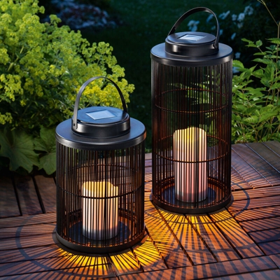 Set di 2 lampade solari decorative da giardino. Lanterna solare da esterno esotec 102162