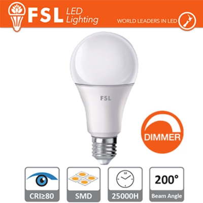 FSL - lampadina led bulbo a60 10 watt 15000 ore 180° 220-240 volt A+ CE E27 bianco naturale si lif fla60b10w40kdm