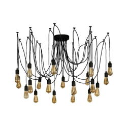 Homemania - Lampada a Sospensione Wire - Plafoniera - da Parete - Nero in Metallo, 180 x 180 x 90 cm, 20 x E27, Max 60 W en oferta