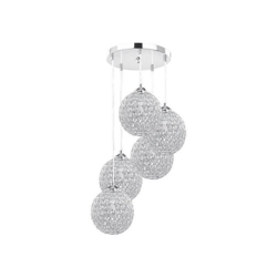 Homemania - Lampada a Sospensione Imperia - Plafoniera - da Parete - Cromo in Metallo, Cristallo, 45 x 45 x 128 cm, 5 x E27, 40 W en oferta