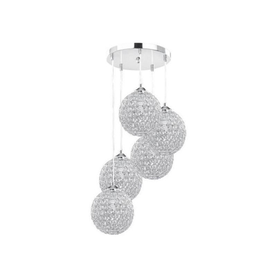 Homemania - Lampada a Sospensione Imperia - Plafoniera - da Parete - Cromo in Metallo, Cristallo, 45 x 45 x 128 cm, 5 x E27, 40 W