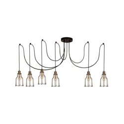 Homemania - Lampada a Sospensione Wire-Fall - Lampadario - da Soffitto - Rame, Nero in Metallo, Vernice Elettrostatica, 180 x 180 x 114 cm, 6 x E27, en oferta
