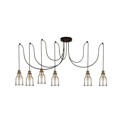 Homemania - Lampada a Sospensione Wire-Fall - Lampadario - da Soffitto - Rame, Nero in Metallo, Vernice Elettrostatica, 180 x 180 x 114 cm, 6 x E27,