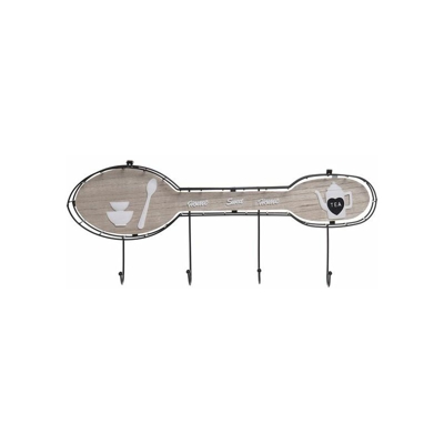 Appendiabiti da parete Cucchiaio Legno Metallo (54 x 4 x 23 cm) - Dekodonia