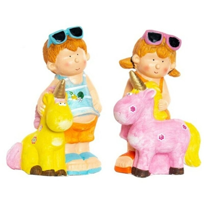 Statua Decorativa Fibră de Sticlă Bambini (2 pcs) (23 x 19 x 40 cm) - Dekodonia