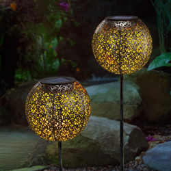 Set di 2 paletti solari da giardino con LED a luce bianca calda. Decorazione da giardino. Lampada solare esotec 102373 características