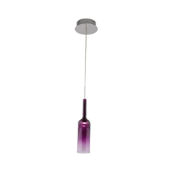 Lampada a Sospensione Bottle - Plafoniera - da Parete - Viola, Cromo in Metallo, Vetro, 12 x 120 cm, 1 x LED, 3 W, 285LM, 3000K - HOMEMANIA en oferta