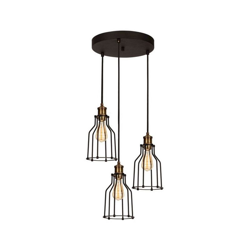 Homemania - Lampada a Sospensione Wire - Plafoniera - da Parete - Vintage, Nero in Metallo, 35 x 35 x 115 cm, 3 x E27, Max 100 W características