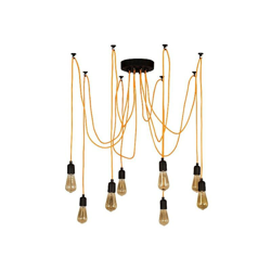 Homemania - Lampada a Sospensione Wire - Plafoniera - da Parete - Arancione, Nero in Metallo, 180 x 180 x 90 cm, 8 x E27, Max 60 W en oferta