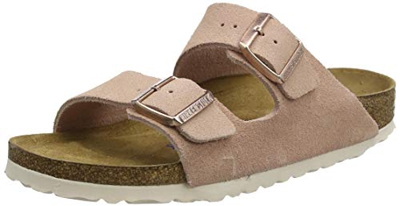 Birkenstock Sandales Arizona SFB Cuir Suede Light Rose, Sandali Donna, 39 EU Étroit