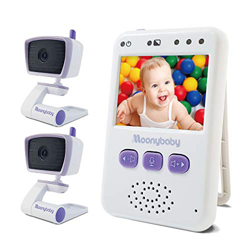 Moonybaby Value 100 Baby Monitor Video con Visione Notturna - Schermo 2,4 Pollici, 2.4GHz, Audio 2-Vie, Modalità VOX, Fino a 4 Telecamere, Fino a 4 Te características