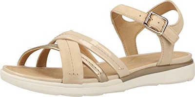 Geox D Hiver A, Sandali Punta Aperta Donna, Beige (Sand/Champagne C5ZB5), 35 EU