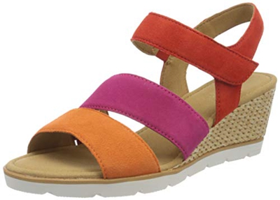Gabor Shoes Basic, Sandali con Cinturino alla Caviglia Donna, Multicolore (Orange/Fuxia/Koral 10), 37 EU
