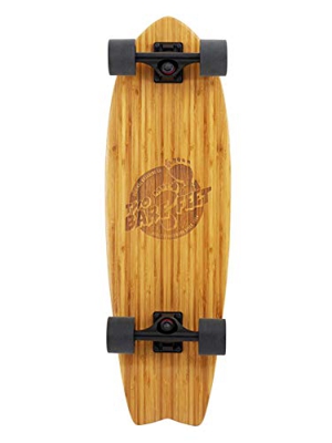 Two Bare Feet 'The Buddy' - Skateboard longboard da 78,7 cm, serie Bamboo Premium Pro, Ruote nere.