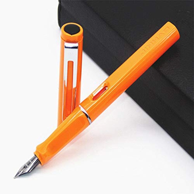Penna stilografica, 1 penna stilografica, pennino sottile 0,38, penna stilografica, semplice idea regalo per studenti, bambini, scrittura, arancione