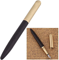 Penna in legno naturale, penna stilografica in legno di alta qualità Penne per calligrafia fine Articoli di cancelleria per ufficio 0,7 mm(Legno nero) en oferta