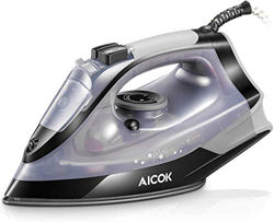 AICOK Ferro da stiro a vapore da 2500 W (MAX) con serbatoio dell'acqua da 300 ml, piastra in ceramica, autopulente, anticalcare, antigoccia precio