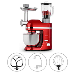 Klarstein Lucia Elegance - Robot da Cucina Multifunzione, Miscelatore, Mixer e Tritacarne, 1300W/6 Livelli, Funzione a Impulsi, Contenitore in Acciaio en oferta