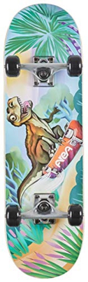 Area - Skateboard completo per bambini, 28 pollici, a partire dai 5 anni con asse in alluminio (Dino)