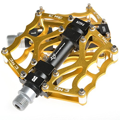 ROCKBROS Pedali Bici in Alluminio Pedali Taglia CNC Universale ASSE 9/16 Pollici per Bicicletta MTB Bici Pieghevole con Cuscinetti Sigillati (Oro)