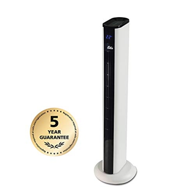 Solis 970.49 Ventilatore a Torretta Easy Breezy 757, 50 Watt, 44.8 Db con Telecomando e Display LCD, W, Nero/Bianco