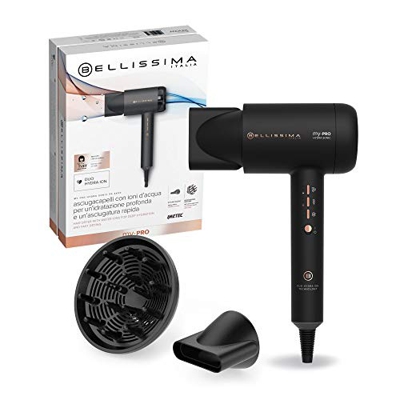 Imetec Bellissima My Pro Hydra Sonic Asciugacapelli, Motore Digitale, Ionizzatore a Doppia Azione, 3 Velocità, 3 Temperature Compatto, Leggero, 3 Acce