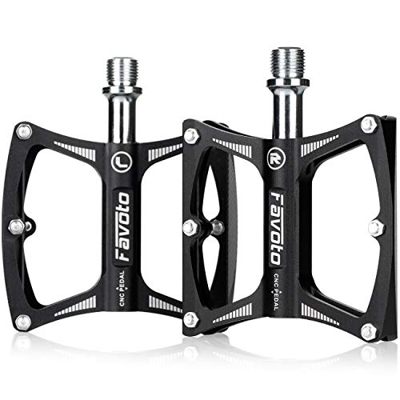 Favoto Pedali Flat MTB Bici Pedali per Bicicletta Antiscivolo in Lega di Alluminio, Universali per Bici da 9/16" MTB, Bici da Strada, Bici da Città