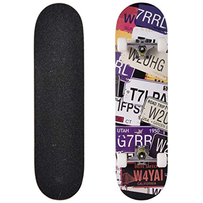 Readyfor Completo Skateboard, Skateboard per Principianti, 9 Strati di Acero Canadese Double Kick Deck Concavo con all-in-One Skate T-Tool per Bambini